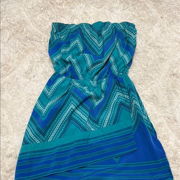 Express Strapless Dress in Teal and Royal Blue - Picture 2 of 4